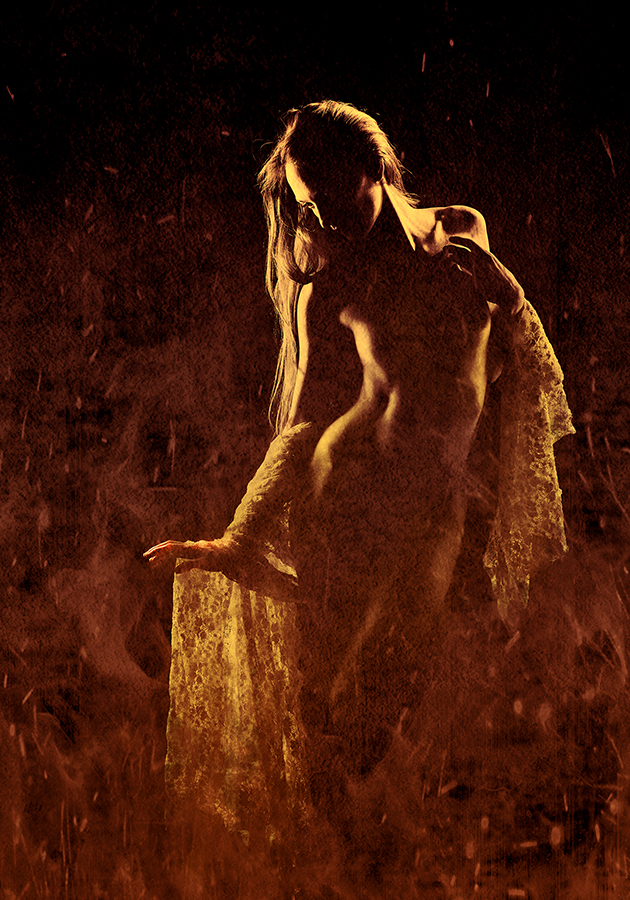 In Fire Photograph of a nude with textures added to look like fire