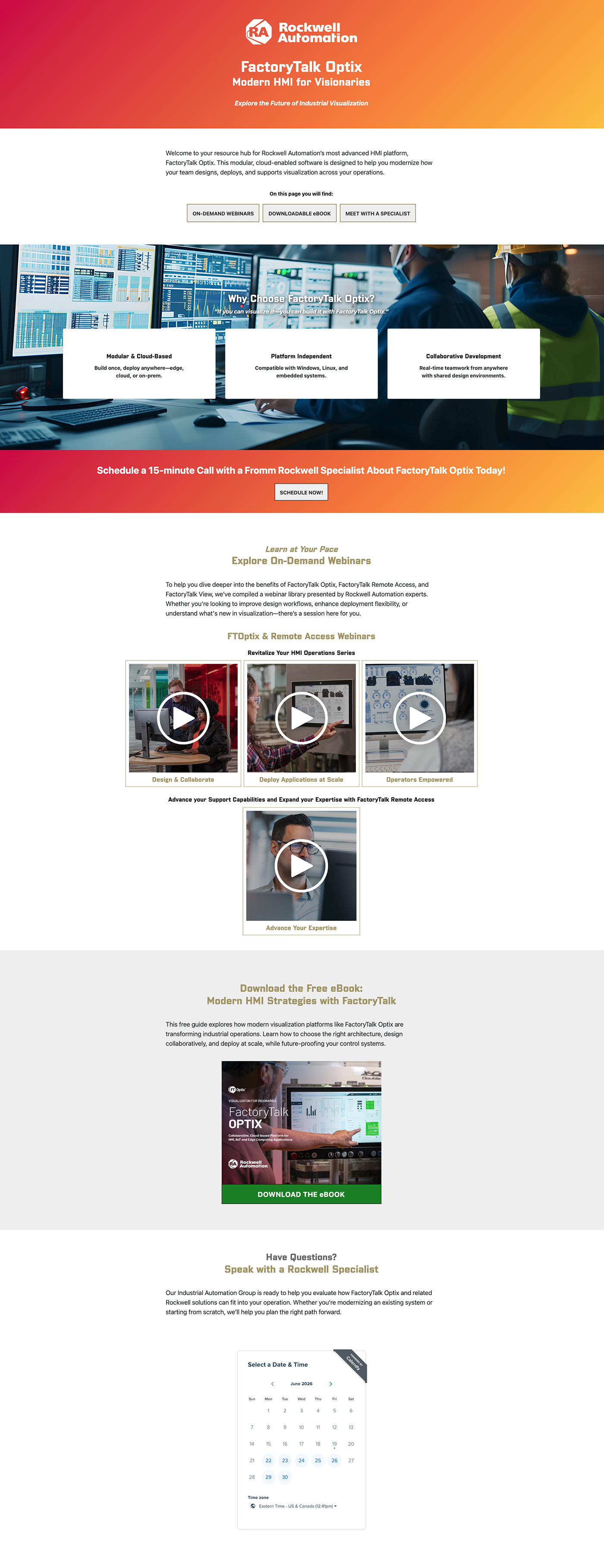 Landing page example for bookings