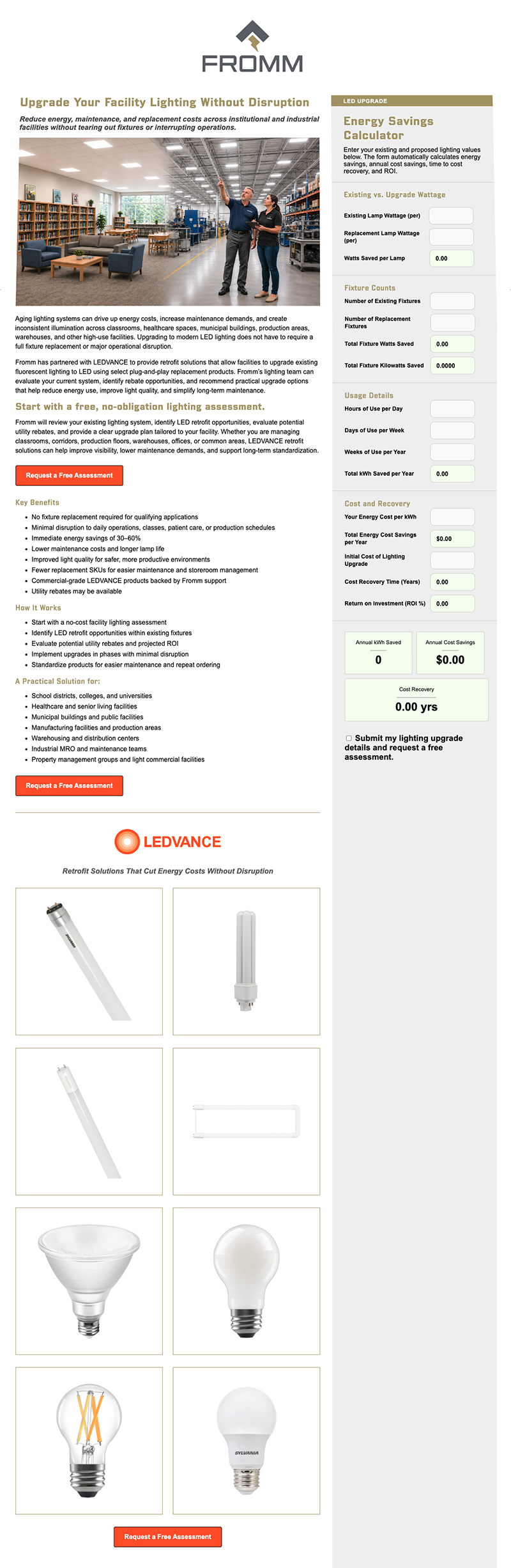 LEDVANCE lighting campaign landing page